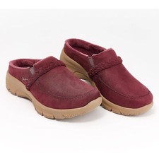 Skechers Easy Going Water Repellent Suede Clogs -Darling Thing Burgundy Size 8
