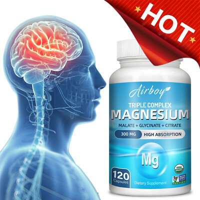 Magnesium Malate, Glycinate, Citrate 300mg - Bone, Muscle Health, Stress Relief