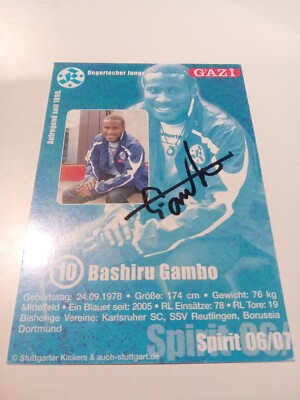Signed Postcard Bashiru Gambo Stuttgart Kickers NEW 