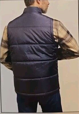 *NWT* Weatherproof Vintage Men's Flannel Lined Puffer Zip-Front Vest (Grey,XL)