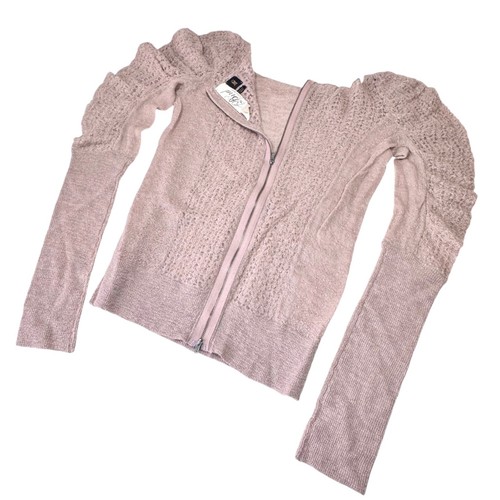 NWOT Bird by Juicy Couture Sweater Sz.M Pink Alpaca Wool Puff Sleeve Coquette - Picture 7 of 11