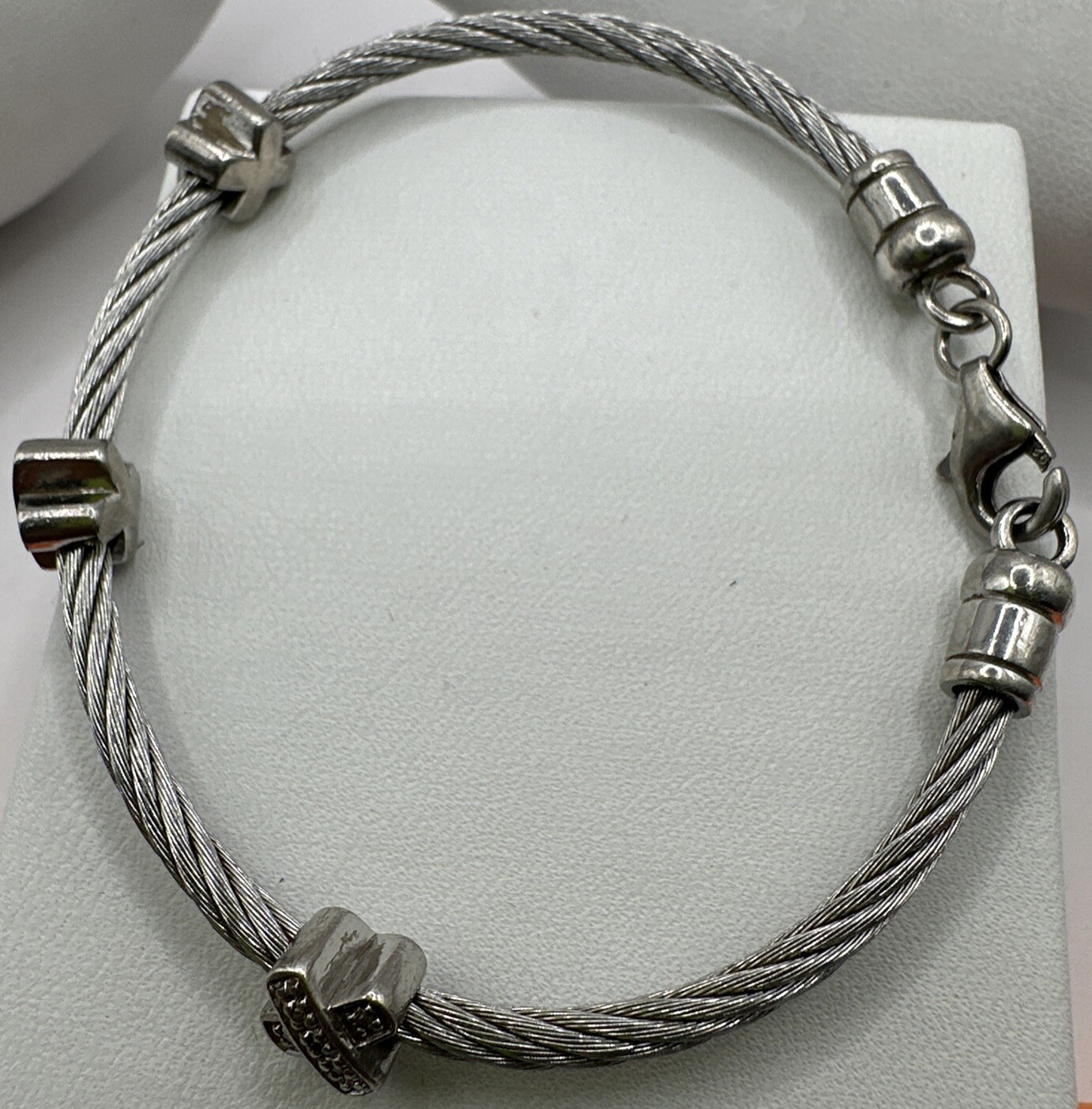 Sterling Silver 925 Elevator Cable Bracelet (11.8… - image 1