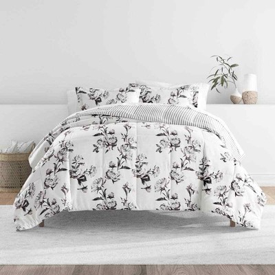 Patterned Reversible Microfiber Down-Alternative Ultra Soft Queen Comforter Set