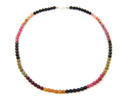 Beautiful High Quality Tourmaline Ball Shape 925 Silver Clasp Necklace