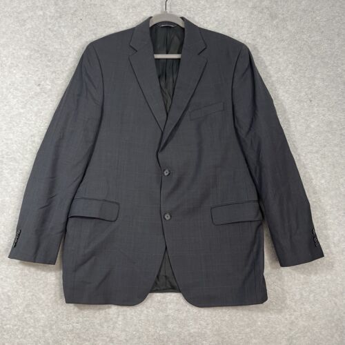 Jack Victor Mens Two Button Blazer Size 44L Black 100% Wool Sport Coat - Picture 1 of 13
