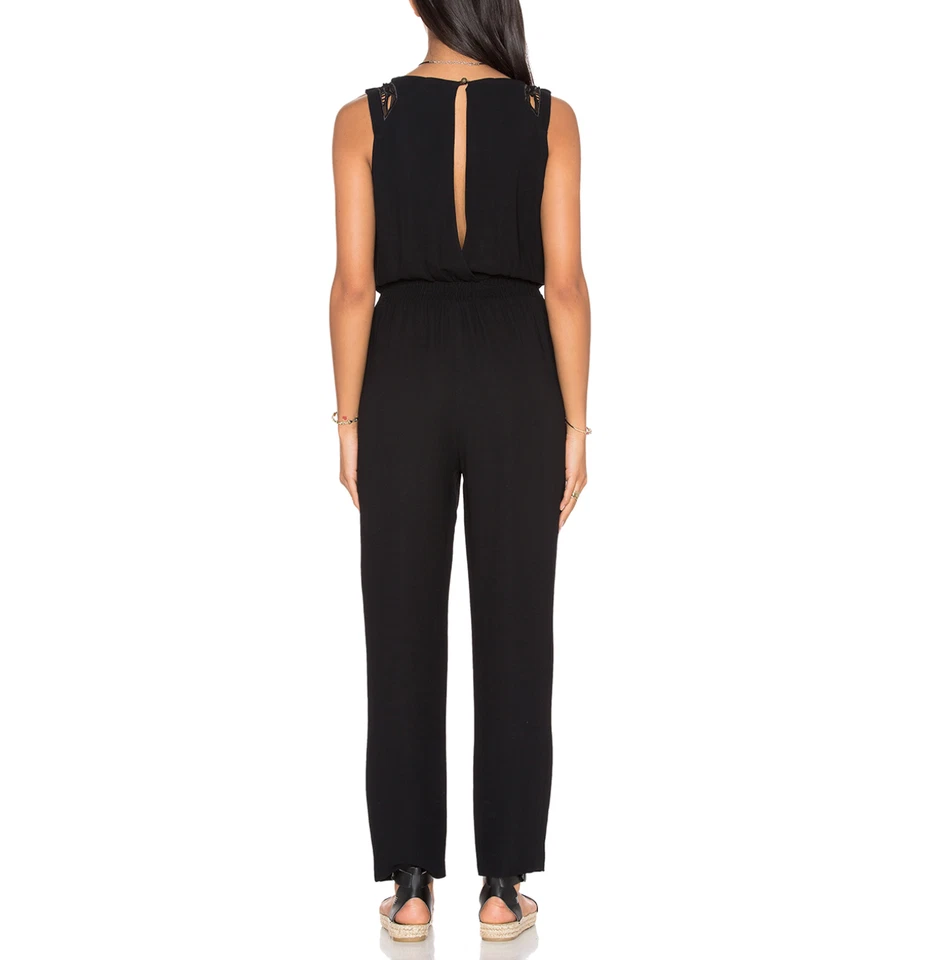 $345 TWELFTH STREET by CYNTHIA VINCENT BLACK EMBELLISHED CROSSOVER JUMPSUIT Sz S - Image 3 of 4