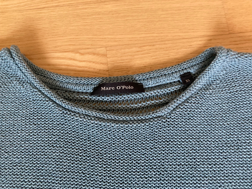 Marc O'Polo StrickPullover Mustermix mit Leinen Hellblau Gr. XS - Bild 2 von 4