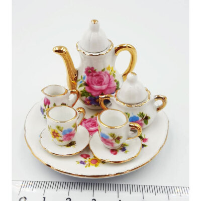 Dollhouse 1:6 Scale Miniatures Lot Ceramic Teapot Cups Kitchen Dining ...