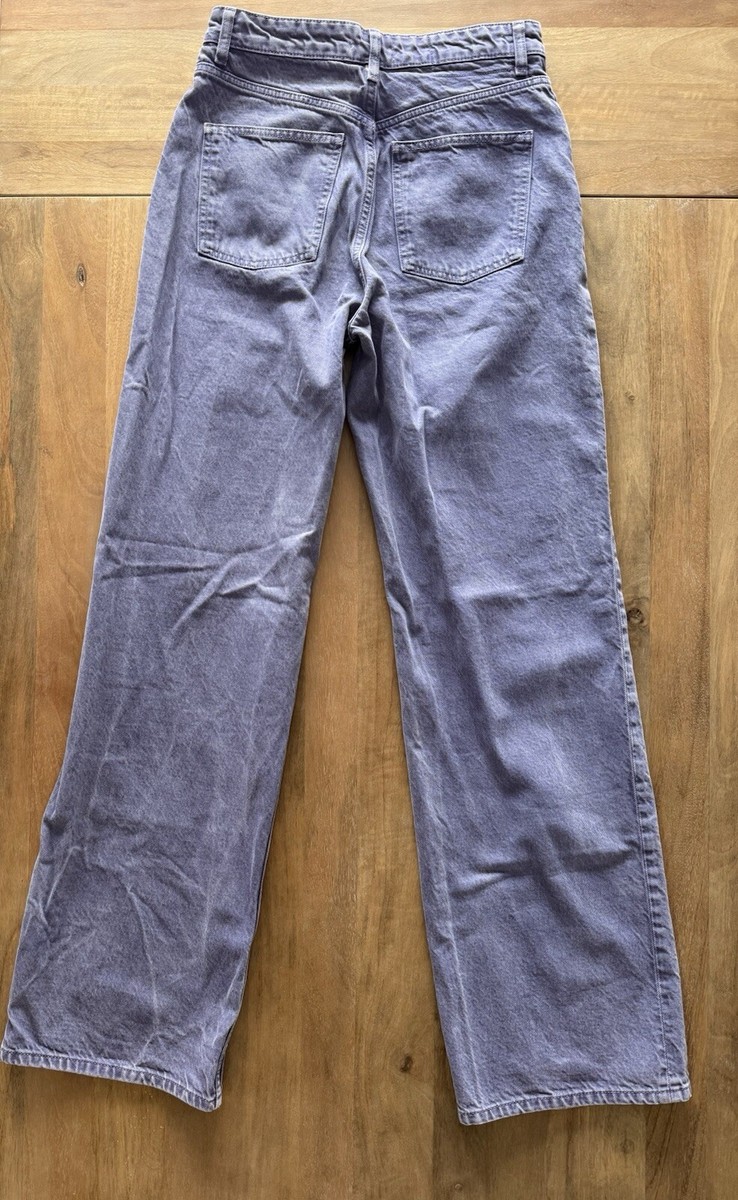 Zara Denim Purple Relaxed Straight Wide Leg Baggy Jeans