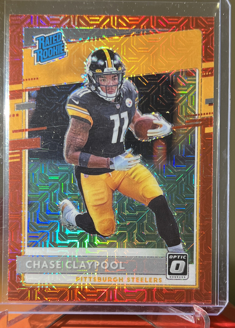 2020 PANINI DONRUSS OPTIC CHASE CLAYPOOL RC RATED ROOKIE RED MOJO CARD #177