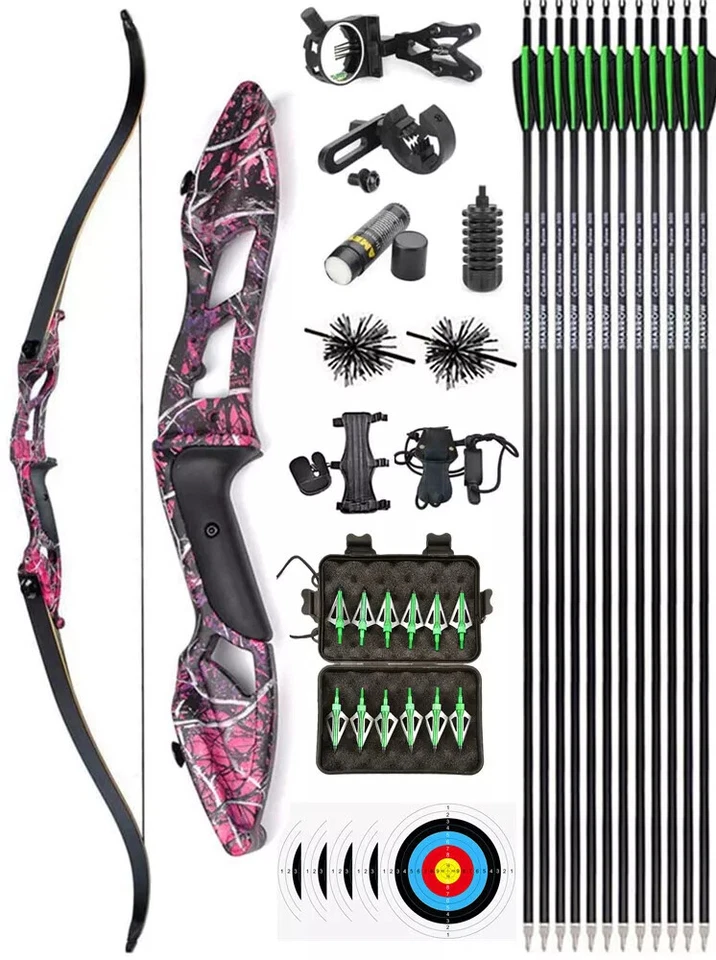 56" Takedown Recurve Bow Carbon Arrows Kit 30-50lbs Archery Target Hunting Shoot - Image 2 of 4