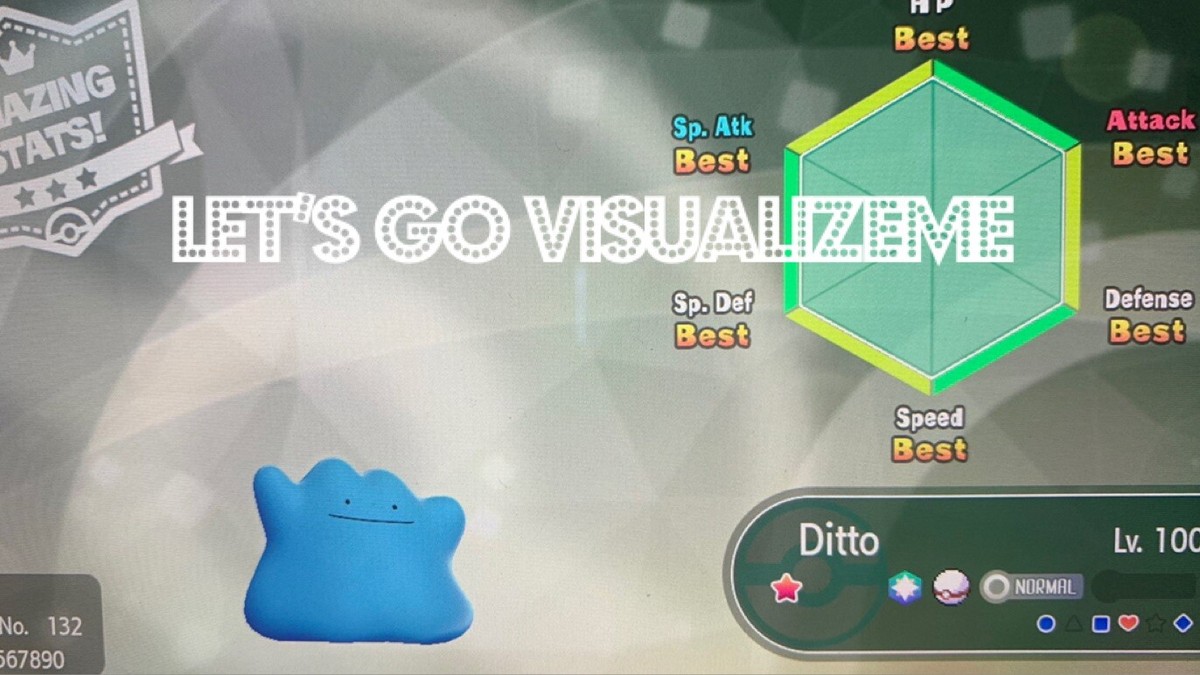 Pokemon Let's Go Pikachu & Eevee - Shiny Battle Ready 6IV Ditto
