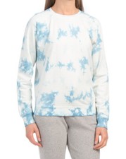 Lucky Brand Sweatshirt Women's size Large White Blue Tie Dye Long Sleeve 69 NEW