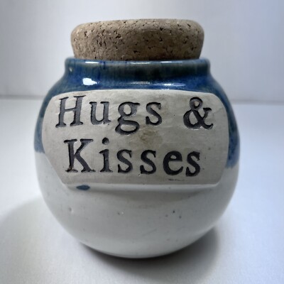 Hugs & Kisses Ceramic Pottery Jug Jar Trinket Box Decor Piggy Bank Collectible