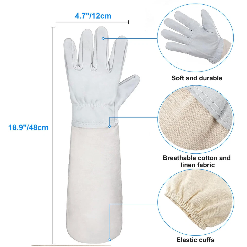 1-5 Juegos Traje de Protección Apicultora Chaqueta Ventilada con Guantes Largos y Capucha Foto 3 de 4