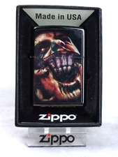 Zippo 49117 SPLIT FACE DESIGN on High Polish Black Windproof Lighter MARCH 2019