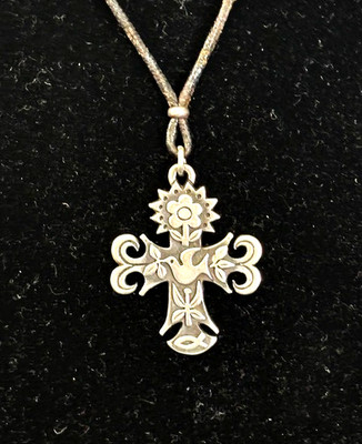 JAMES AVERY Signed Sterling 925 LA PRIMAVERA CROSS Cord Pendant Necklace 12.8G