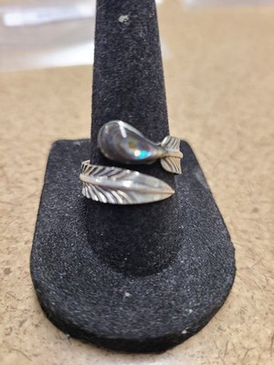 Sterling Silber Feder Wickelring Größe 8