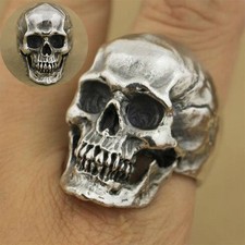 Gothic Rocker Vintage Jewelry Silver Jewelry Men's Skull Ring Biker Gothic