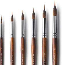 Watercolor Brushes Professional, Fuumuui 6Pcs Extended Needle Point Brushes