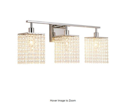 Rennnsan Aaliyah Contemporary 24 in. W Glam Chrome 3-Light Square Crystal Vanity