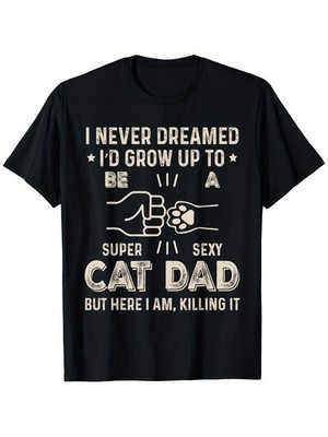 Cat Dad Humor: Ultra-Soft Cotton T-Shirt for Men - Breathable, Moisture-Wic