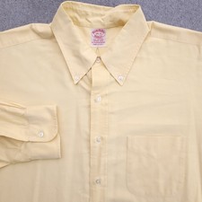 Brooks Brothers Dress Shirt 17.5 33 Yellow Oxford Makers Vintage 1980s Made USA