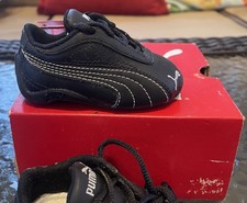 Puma Drift Cat L infant Baby shoes black metallic silver Size 2 Brand New