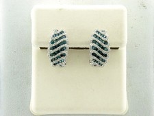 Le Vian 14K White Gold Hoop Earrings for Her 1.59 Carat Blue & White Diamond