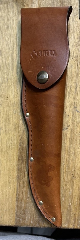 Cutco 1769 Serrated Hunting Knife with Leather Sheath USA 10 1/2” Black Handle