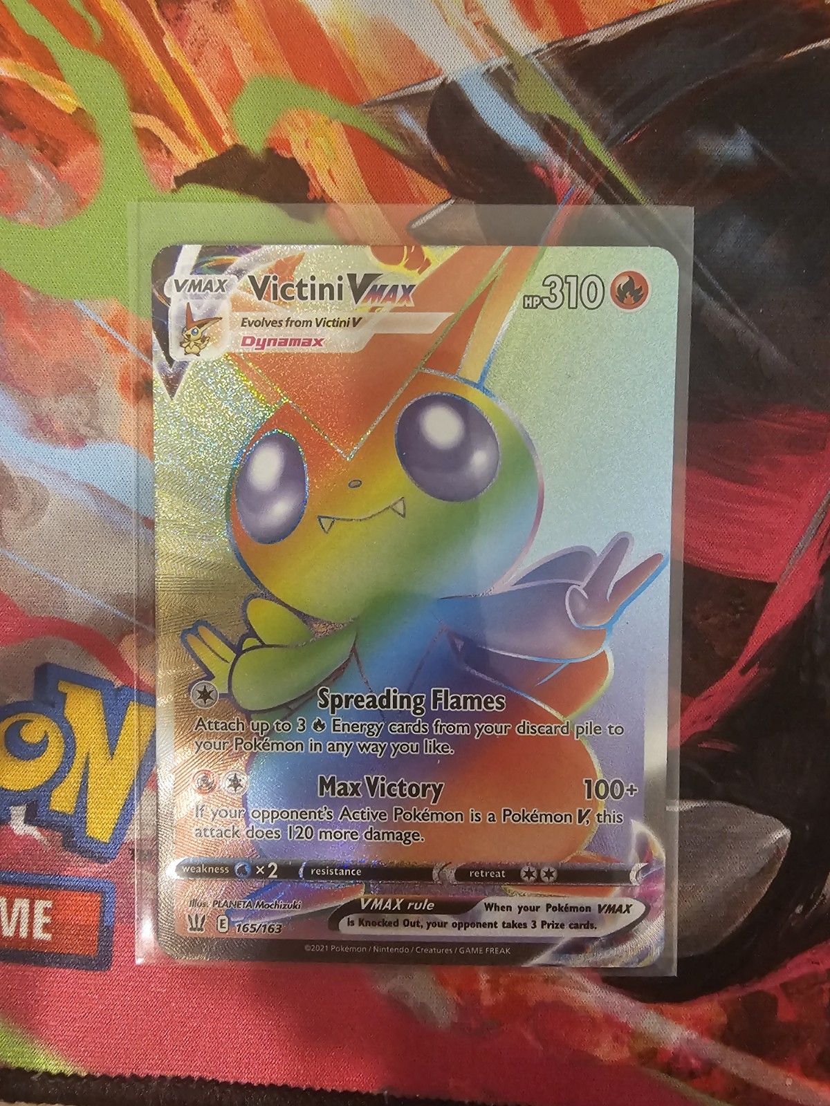 Pokemon TCG Victini VMAX Secret Rare Full Art Holo 165/163 Battle Styles NM