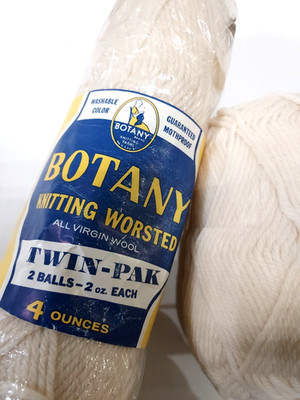 Botany 100% Virgin Wool Worsted Vintage Yarn twin pak   Color# 175 Ivory