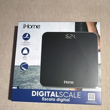 iHome Digital Glass Bathroom Scale Black Modern 321IDSWM1BL 11" x 11" 397 lbs