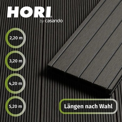 HORI WPC Terrassendiele Grau Terrassenplatten beidseitig verwendbar 2.2-5.2m