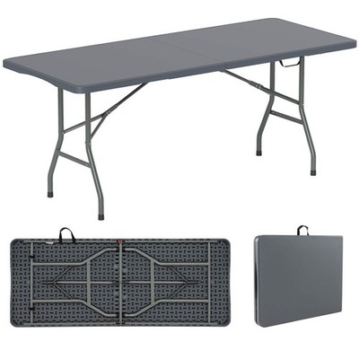 6 ft Portable Folding Table w/HDPE Tabletop Safe Lock Mechanism Carrying Handle
