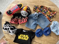 Build A Bear Boy Clothes Outfits Lot BAB Tops Shorts Shoes Skateboard Helmet