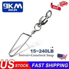 50Pcs Ball Bearing Swivels Fishing Swivel with Coastlock Snap Fishing Connector