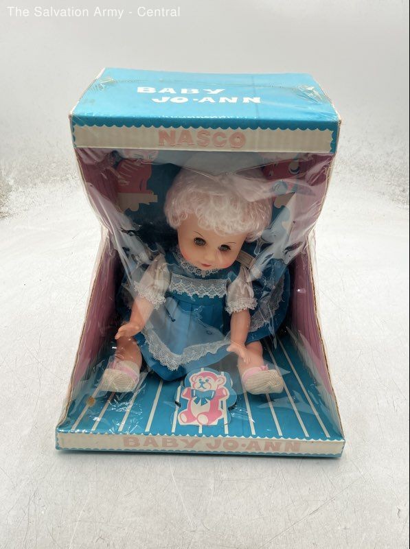Vintage Nasco Baby Jo Ann Moving Blue Eye White Hair Girl Doll w/Box