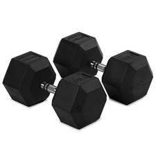 Par de pesas libres Titan Fitness 100 lb, mancuerna hexagonal recubierta de goma negra
