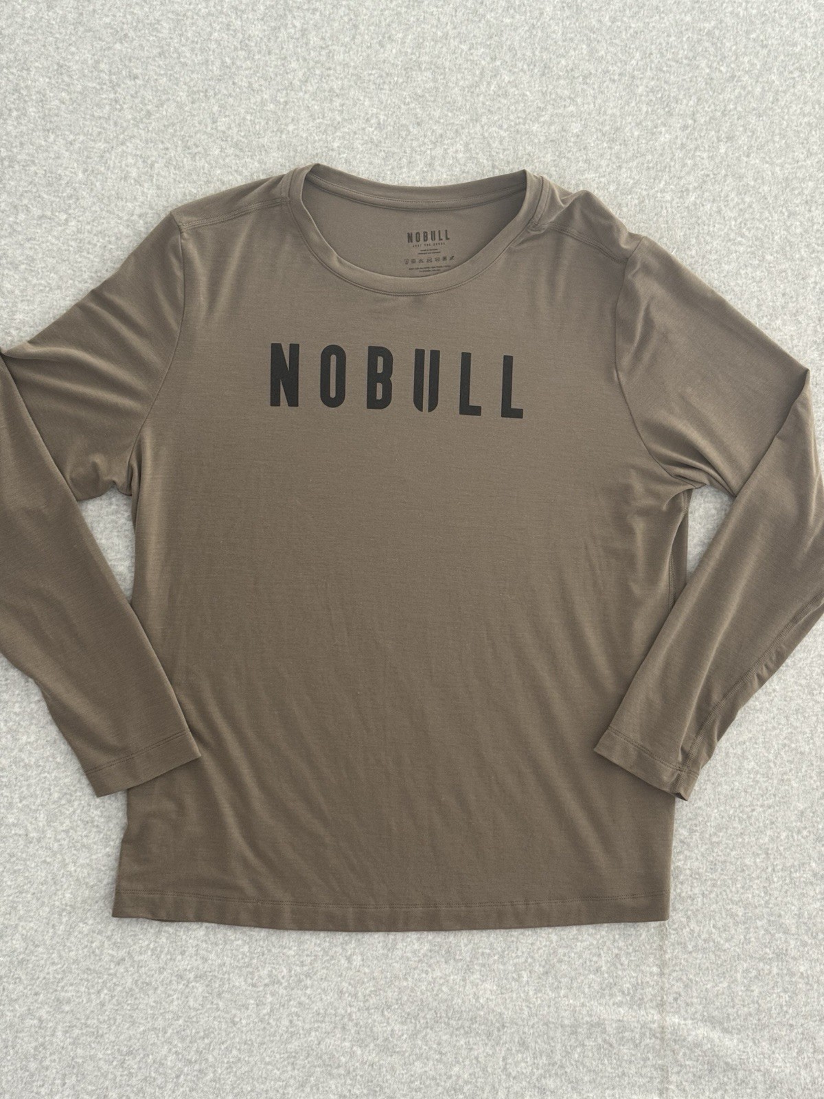 NOBULL Long Sleeve Shirt Green Brown Performance Athletic Spellout Training 2XL