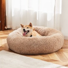 Calming Donut Dog  Cat Bed, 30 Inches Round Fluffy Dog Beds for Large Dogs