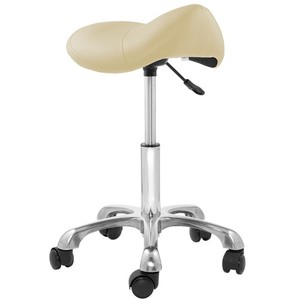 OPEN BOX - Hydraulic Adjustable Rolling Spa Saddle Stool in Cream