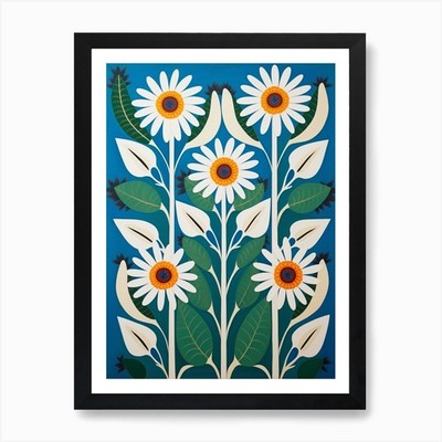 Blumenmotiv Gemälde Ochsenauge Gänseblümchen 2 gerahmt Wandbild Poster Leinwanddruck Bild