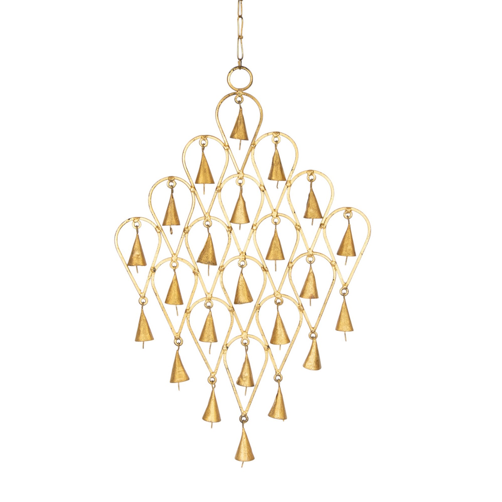Diamond Shaped Brass Colored Windchime With Cylinder Bells 5090₽