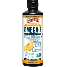 3/11/26 Barlean's Mango Peach Omega 3 Fish Oil Liquid Supplement with Vitamin D,