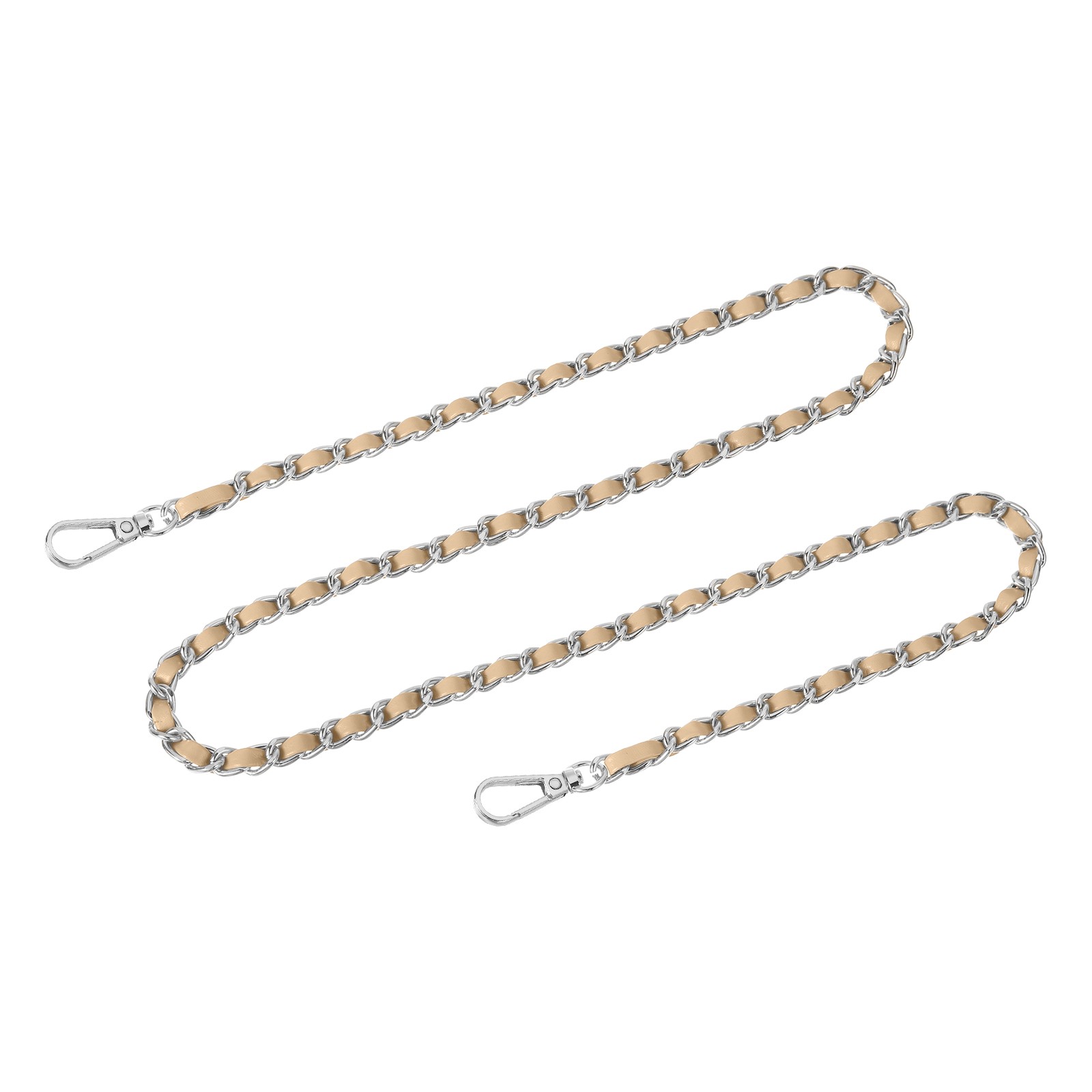 Purse Strap, 39" Leather for Shoulder and Cross Body Strap (Khaki, Silver)