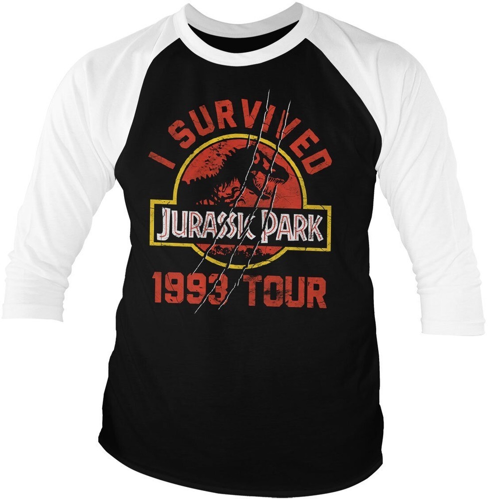 Jurassic Park 1993 Tour Baseball 34 Sleeve Tee Longsleeves WhiteBlack 7090₽