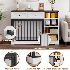 47" Rustic Dog Crate Furniture 2 Drawer 4 Shelves TV Stand Kennel for Medium Dog