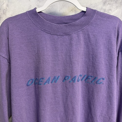 #ad Vintage 90s Ocean Pacific T Shirt Mens Purple Long Sleeve Surf Wear $39.98