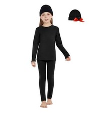 Unisex Kids' 100 Merino Wool Base Layer Sets - Light and 5-6 190-black